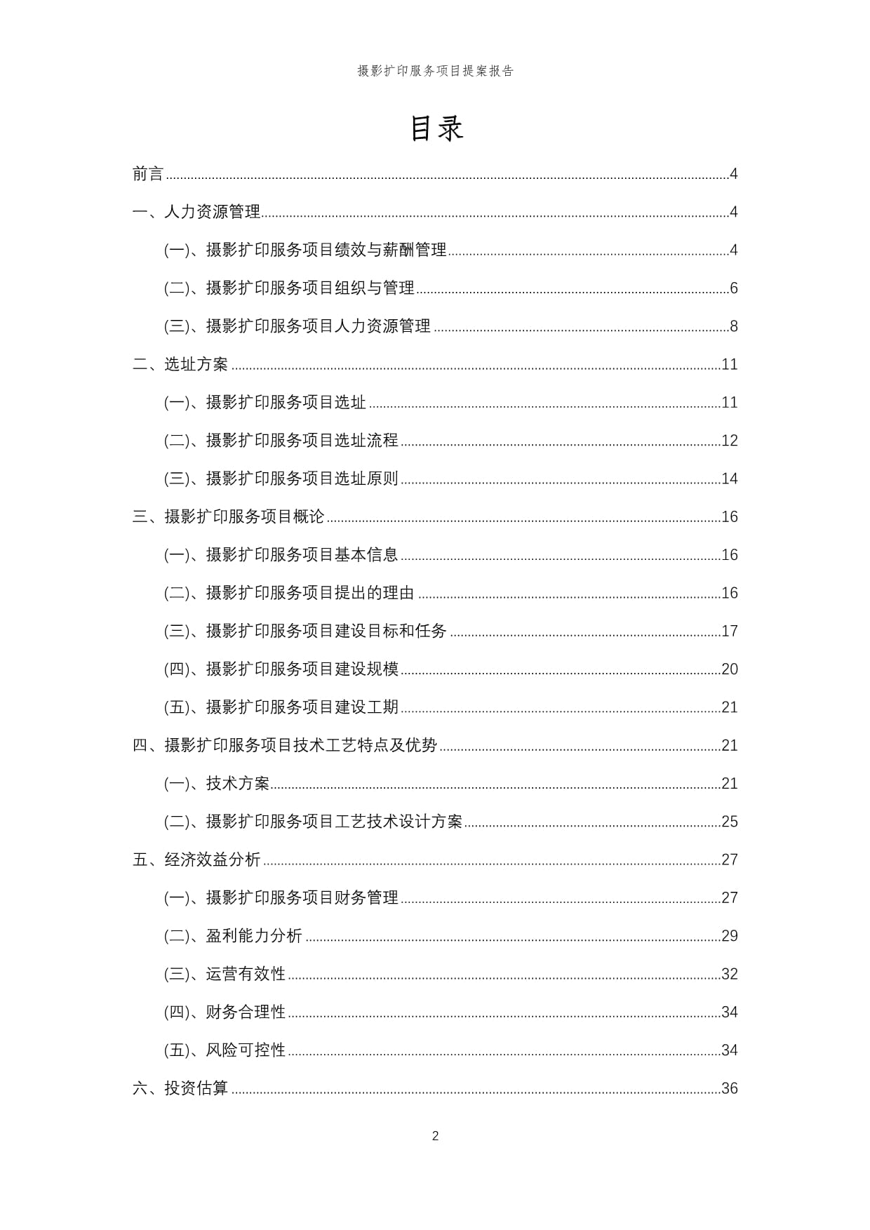 2025年攝影擴印服務項目提案報告